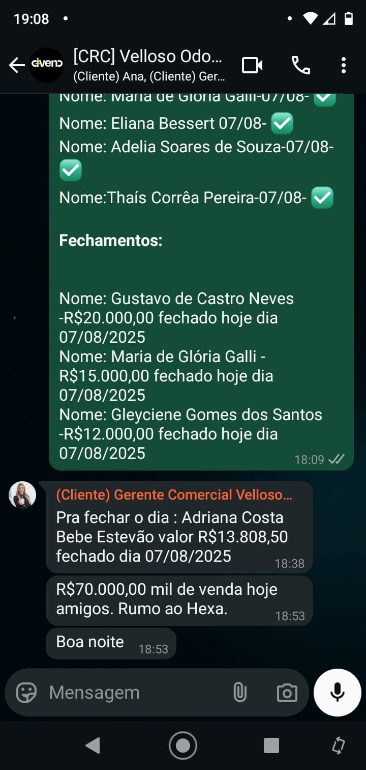 Conversa sobre desempenho comercial