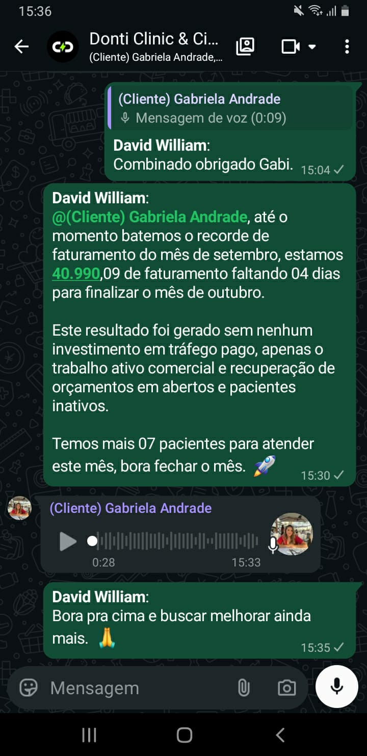 Captura de resultado comercial